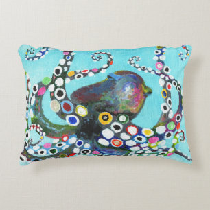 Levendige Octopus: Acryl Illustratie Accent Kussen