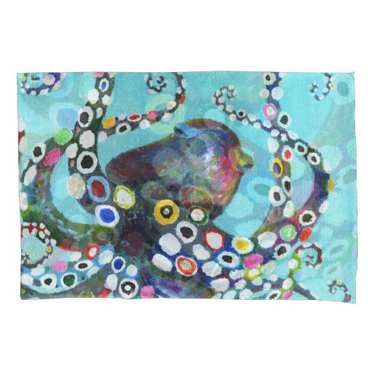 Levendige Octopus: Acryl Illustratie Kussensloop (Voorkant)