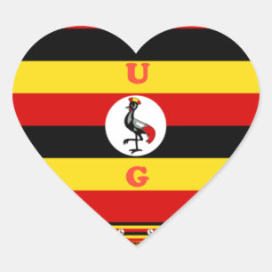 Levendige Oegandese vlag-geïnspireerde kunst Hart Sticker