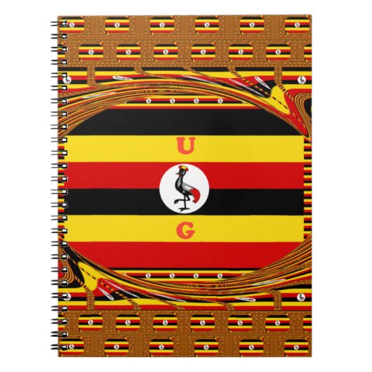Levendige Oegandese vlag-geïnspireerde kunst Notitieboek (Voorkant)