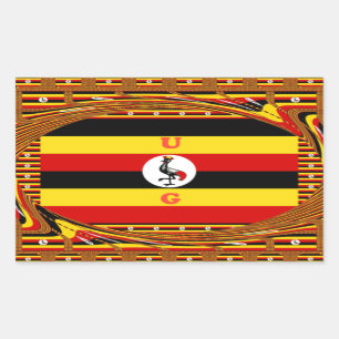 Levendige Oegandese vlag-geïnspireerde kunst Rechthoekige Sticker