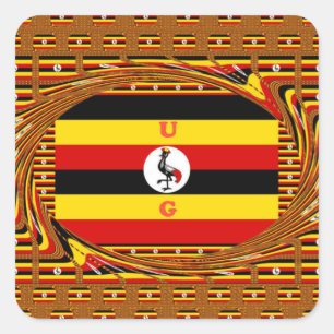 Levendige Oegandese vlag-geïnspireerde kunst Vierkante Sticker