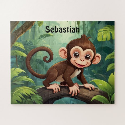 Levendige Oerwoud Monkey gepersonaliseerd Legpuzzel (Horizontaal)