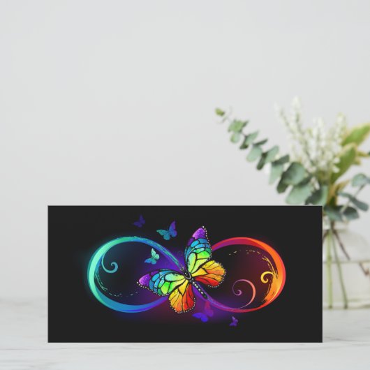 Levendige oneindigheid met een zwarte regenboogvli aankondiging (Staand voorkant)