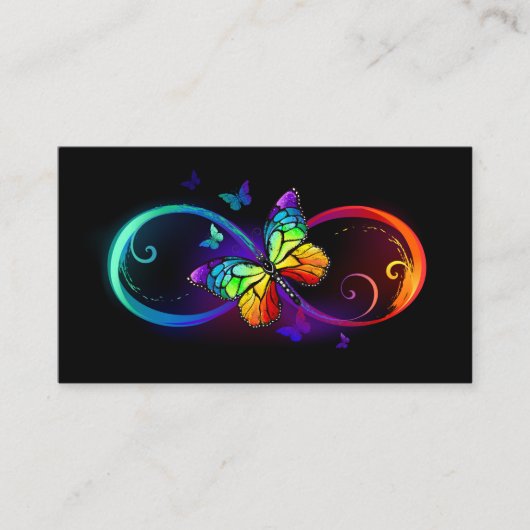 Levendige oneindigheid met een zwarte regenboogvli advieskaart (Voorkant)