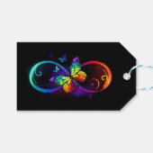 Levendige oneindigheid met een zwarte regenboogvli cadeaulabel (Voorkant (Horizontaal))