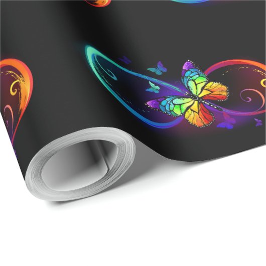 Levendige oneindigheid met een zwarte regenboogvli cadeaupapier (Rol Hoek)