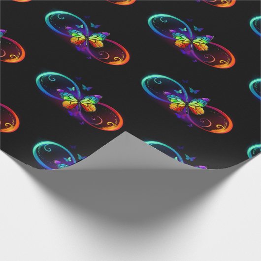 Levendige oneindigheid met een zwarte regenboogvli cadeaupapier (Hoek)