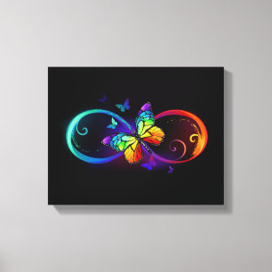 Levendige oneindigheid met een zwarte regenboogvli canvas afdruk