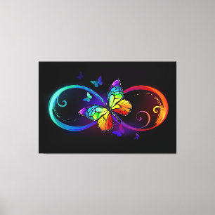 Levendige oneindigheid met een zwarte regenboogvli canvas afdruk