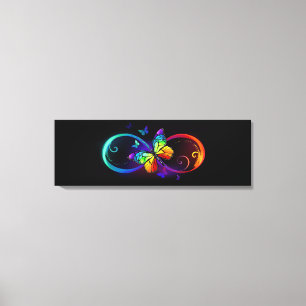 Levendige oneindigheid met een zwarte regenboogvli canvas afdruk
