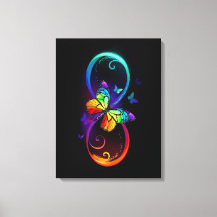 Levendige oneindigheid met een zwarte regenboogvli canvas afdruk