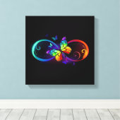Levendige oneindigheid met een zwarte regenboogvli canvas afdruk (Insitu (Houten vloer))