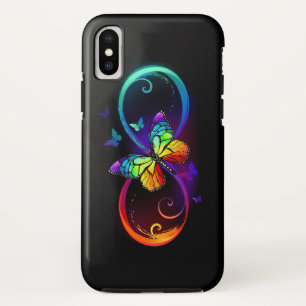 Levendige oneindigheid met een zwarte regenboogvli iPhone XS hoesje
