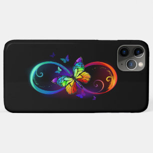 Levendige oneindigheid met een zwarte regenboogvli iPhone 11 pro max hoesje