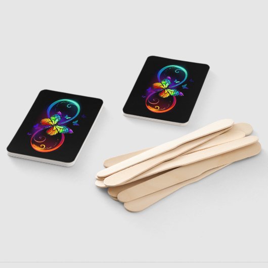 Levendige oneindigheid met een zwarte regenboogvli handwaaier (Niet-gemonteerd)