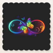 Levendige oneindigheid met een zwarte regenboogvli kartonnen onderzetters (Voorkant)