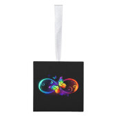 Levendige oneindigheid met een zwarte regenboogvli kubus ornament (Rechts)