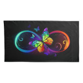 Levendige oneindigheid met een zwarte regenboogvli kussensloop (Achterkant-Rechts)