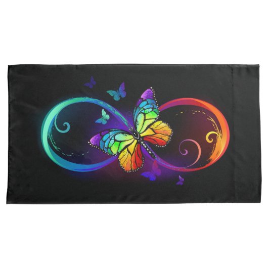 Levendige oneindigheid met een zwarte regenboogvli kussensloop (Voorkant-Rechts)