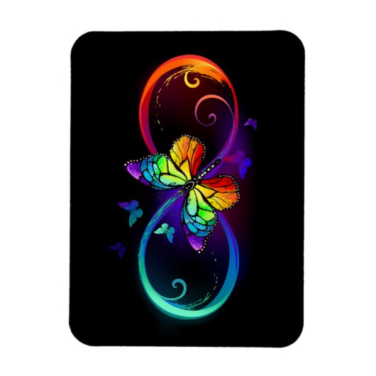 Levendige oneindigheid met een zwarte regenboogvli magneet (Verticaal)