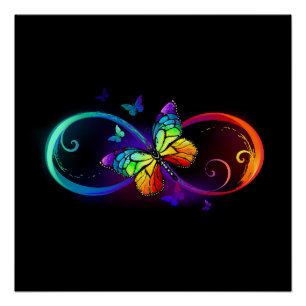 Levendige oneindigheid met een zwarte regenboogvli perfect poster