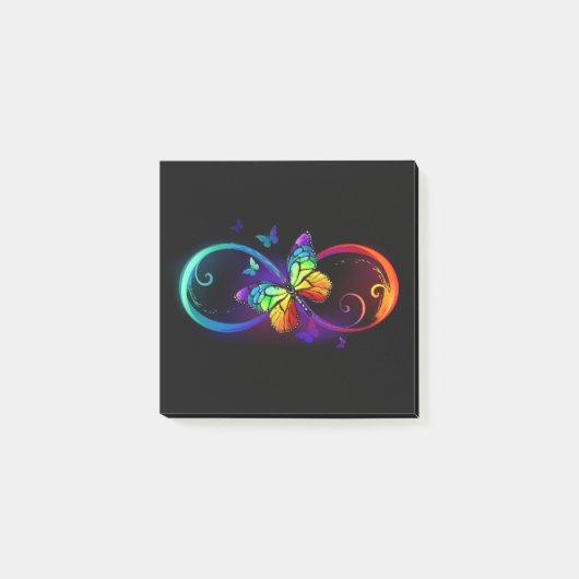 Levendige oneindigheid met een zwarte regenboogvli post-it® notes (Voorkant)
