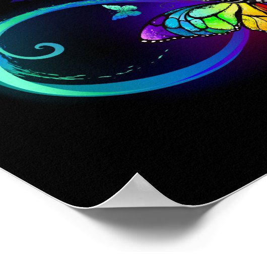 Levendige oneindigheid met een zwarte regenboogvli poster (Hoek)