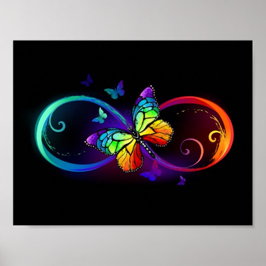 Levendige oneindigheid met een zwarte regenboogvli poster (Voorkant)