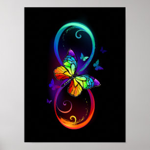 Levendige oneindigheid met een zwarte regenboogvli poster