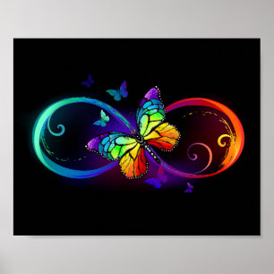 Levendige oneindigheid met een zwarte regenboogvli poster