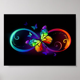 Levendige oneindigheid met een zwarte regenboogvli poster