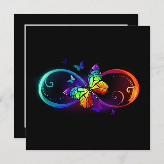 Levendige oneindigheid met een zwarte regenboogvli save the date (Voorkant / Achterkant)