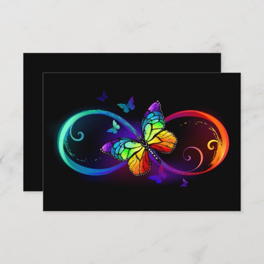 Levendige oneindigheid met een zwarte regenboogvli save the date (Voorkant / Achterkant)
