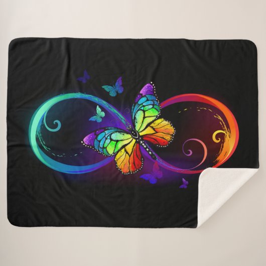Levendige oneindigheid met een zwarte regenboogvli sherpa deken (Voorkant (horizontaal))
