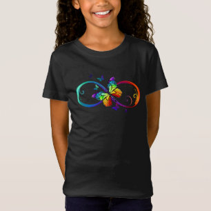 Levendige oneindigheid met een zwarte regenboogvli t-shirt