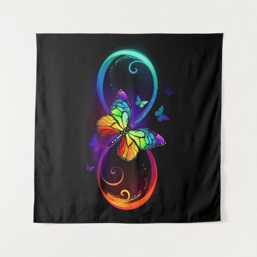 Levendige oneindigheid met een zwarte regenboogvli wandkleed (Voorkant (horizontaal))