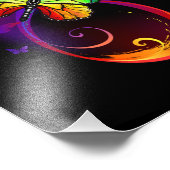 Levendige oneindigheid met regenboog vlinder op zw foto afdruk (Hoek)