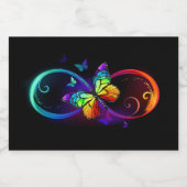 Levendige oneindigheid met regenboog vlinder op zw likeurfles etiket (Enkel label)