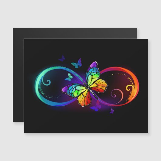Levendige oneindigheid met regenboogvlinder op zwa magnetische uitnodiging (Voorkant / Achterkant)