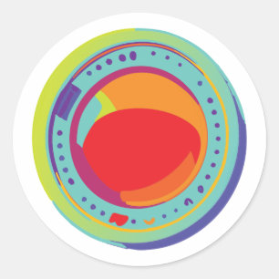 Levendige opvallende mix van geometrische en organ ronde sticker