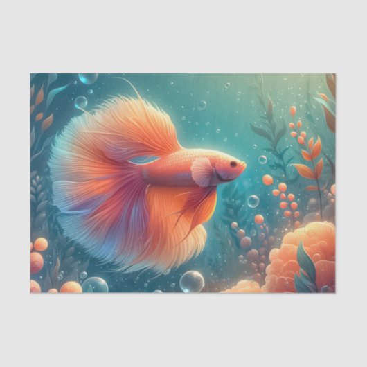 Levendige Oranje Betta Fish Decoupage Tissuepapier (Voorkant)