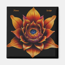 Levendige Oranje bloemenkop Plant Botanische kunst Magneet