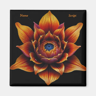 Levendige Oranje bloemenkop Plant Botanische kunst Magneet