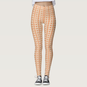 Levendige Oranje en witte gestreepte achtergrond m Leggings