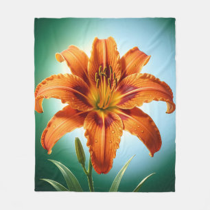 Levendige Oranje Lelie Bloei Fleece Deken