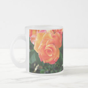 Levendige Oranje Roos Foto Matglas Koffiemok