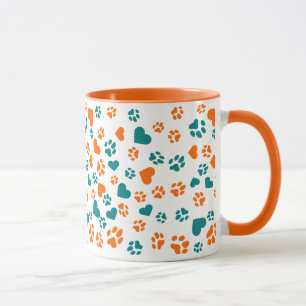 Levendige Oranje & Teal Pootafdruk – Cadeau voor H Mok