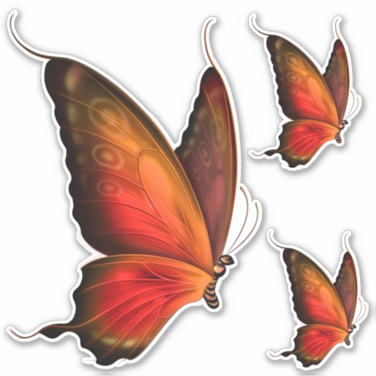 Levendige Oranje vlinder Custom-Cut Sticker Set (Voorkant)