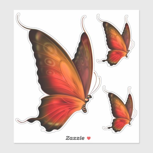 Levendige Oranje vlinder Custom-Cut Sticker Set (Vel)